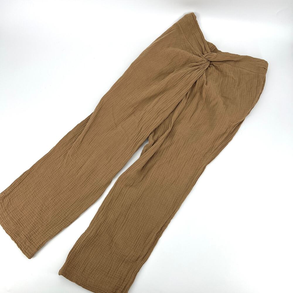Bucket List Womens Knot Front Gauze Pants Nutmeg Color Size L
